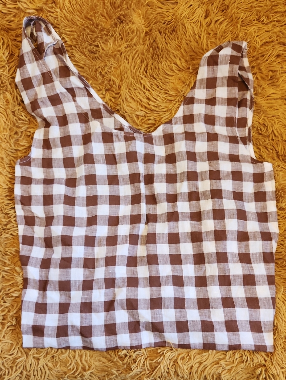 Amourlinen Gingham Checked Linen Tote Bag